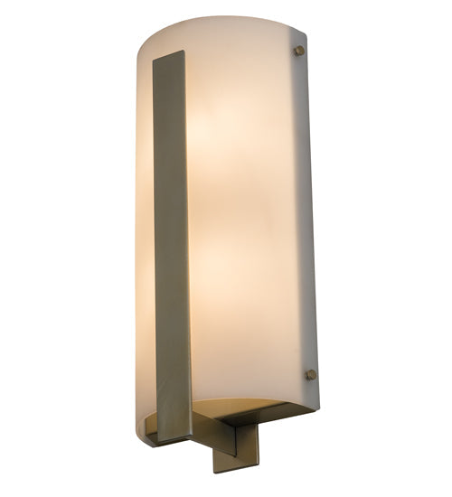 Meyda Lighting Cilindro 8" 2-Light Buttered Brass Tower Wall Sconce With White Statuario Idalight Shade Glass