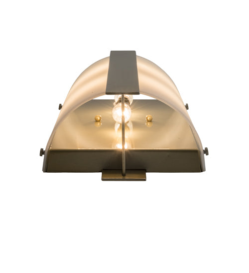 Meyda Lighting Cilindro 8" 2-Light Buttered Brass Tower Wall Sconce With White Statuario Idalight Shade Glass