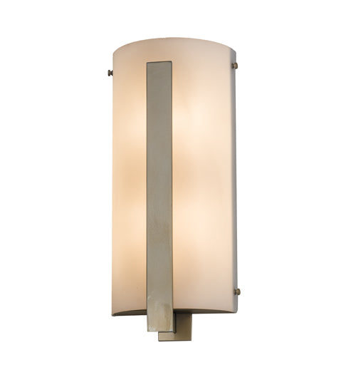 Meyda Lighting Cilindro 8" 2-Light Buttered Brass Tower Wall Sconce With White Statuario Idalight Shade Glass
