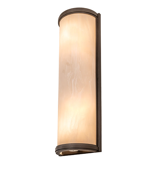 Meyda Lighting Cilindro 8" 2-Light Oil Rubbed Bronze Wall Sconce With Beige Fleshtone Idalight Shade