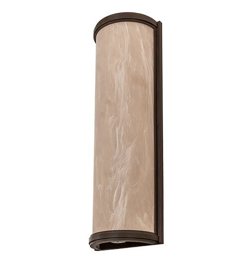 Meyda Lighting Cilindro 8" 2-Light Oil Rubbed Bronze Wall Sconce With Beige Fleshtone Idalight Shade