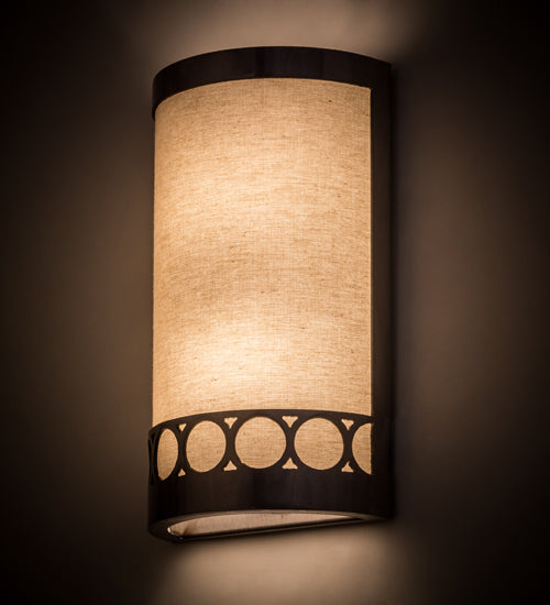 Meyda Lighting Cilindro 8" 2-Light Satin Clear Circulo Wall Sconce With Natural Textrene Shade
