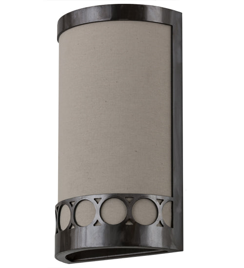 Meyda Lighting Cilindro 8" 2-Light Satin Clear Circulo Wall Sconce With Natural Textrene Shade
