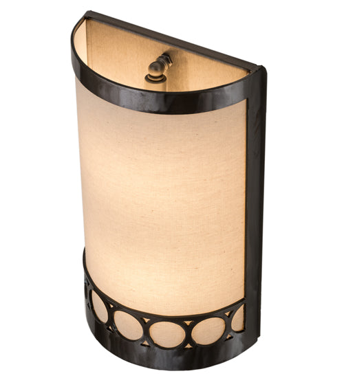 Meyda Lighting Cilindro 8" 2-Light Satin Clear Circulo Wall Sconce With Natural Textrene Shade