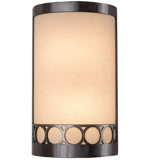 Meyda Lighting Cilindro 8" 2-Light Satin Clear Circulo Wall Sconce With Natural Textrene Shade