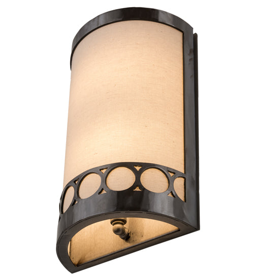 Meyda Lighting Cilindro 8" 2-Light Satin Clear Circulo Wall Sconce With Natural Textrene Shade