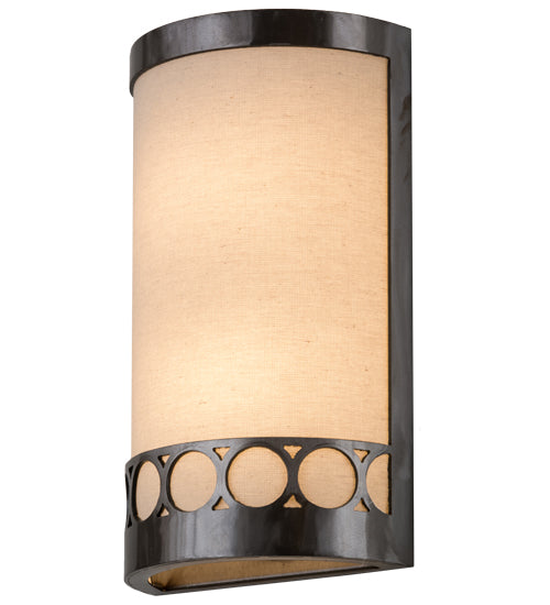 Meyda Lighting Cilindro 8" 2-Light Satin Clear Circulo Wall Sconce With Natural Textrene Shade