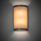 Meyda Lighting Cilindro 8" 2-Light Satin Clear Prime Wall Sconce With Beige Natural Textrene Shade