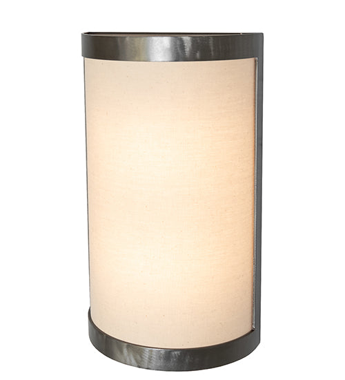 Meyda Lighting Cilindro 8" 2-Light Satin Clear Prime Wall Sconce With Beige Natural Textrene Shade