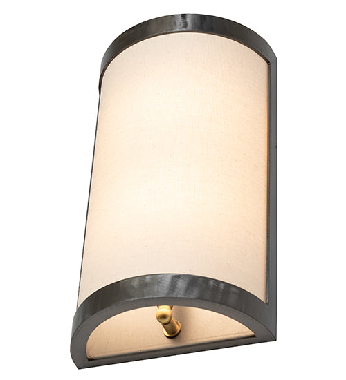 Meyda Lighting Cilindro 8" 2-Light Satin Clear Prime Wall Sconce With Beige Natural Textrene Shade