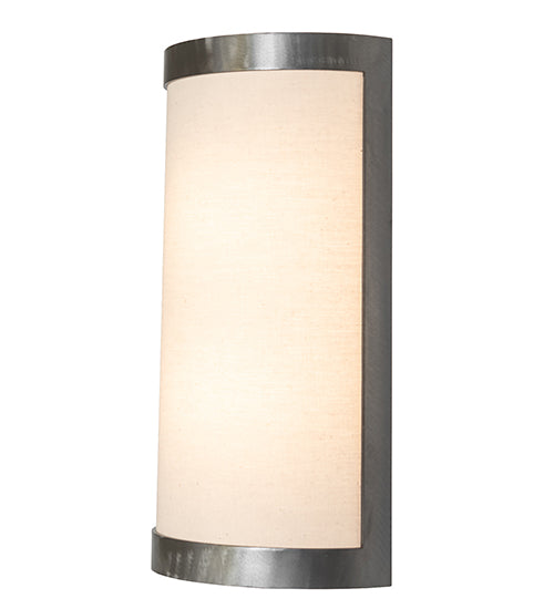 Meyda Lighting Cilindro 8" 2-Light Satin Clear Prime Wall Sconce With Beige Natural Textrene Shade