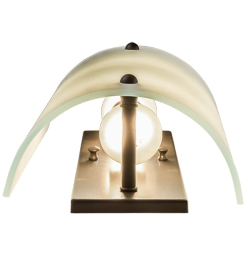 Meyda Lighting Cilindro 8" 2-Light Timeless Bronze Wall Sconce With Frosted Clear Shade Glass