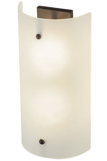 Meyda Lighting Cilindro 8" 2-Light Timeless Bronze Wall Sconce With Frosted Clear Shade Glass