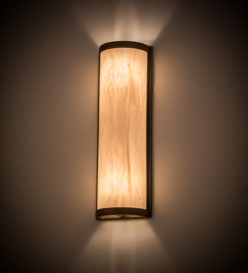 Meyda Lighting Cilindro 8" 2-Light Tyler Bronze Wall Sconce With Beige Fleshtone Idalight Shade Glass