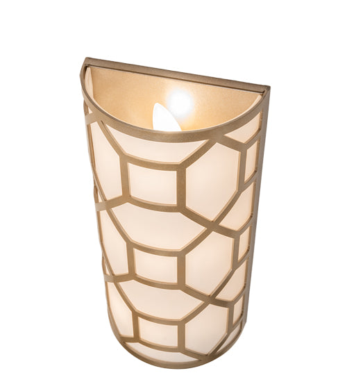 Meyda Lighting Cilindro 8" 3-Light Champagne Metallic Mosaic Wall Sconce With White Statuario Idalight Shade