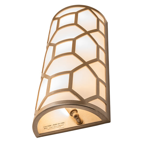 Meyda Lighting Cilindro 8" 3-Light Champagne Metallic Mosaic Wall Sconce With White Statuario Idalight Shade