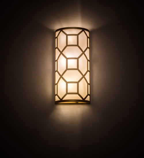Meyda Lighting Cilindro 8" 3-Light Goldtastic Mosaic Wall Sconce With White Statuario Idalight Shade