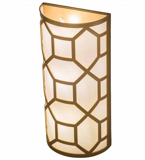 Meyda Lighting Cilindro 8" 3-Light Goldtastic Mosaic Wall Sconce With White Statuario Idalight Shade