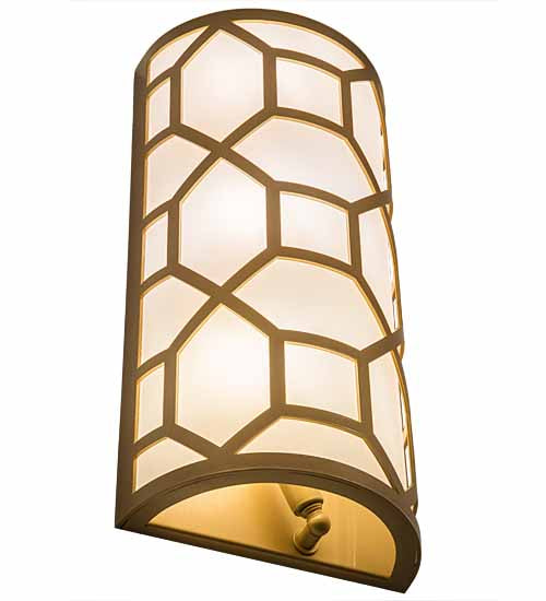 Meyda Lighting Cilindro 8" 3-Light Goldtastic Mosaic Wall Sconce With White Statuario Idalight Shade
