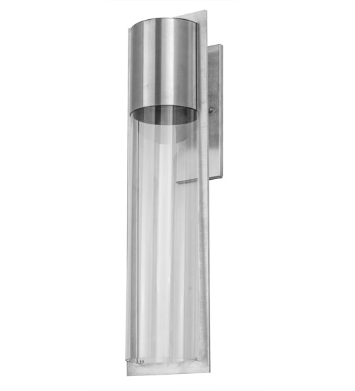 Meyda Lighting Cilindro 8" Brushed Stainless Steel Rossetto Wall Sconce With Clear Shade Glass