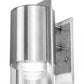 Meyda Lighting Cilindro 8" Brushed Stainless Steel Rossetto Wall Sconce With Clear Shade Glass