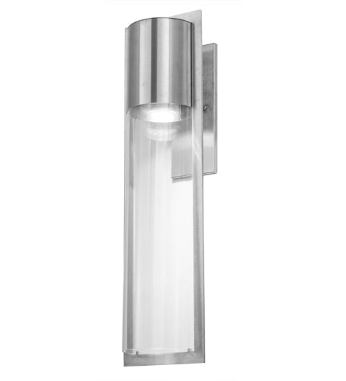 Meyda Lighting Cilindro 8" Brushed Stainless Steel Rossetto Wall Sconce With Clear Shade Glass