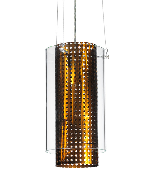 Meyda Lighting Cilindro 8" Copper Mesh Matriz Mini Pendant Light With Clear Shade Glass