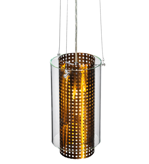 Meyda Lighting Cilindro 8" Copper Mesh Matriz Mini Pendant Light With Clear Shade Glass