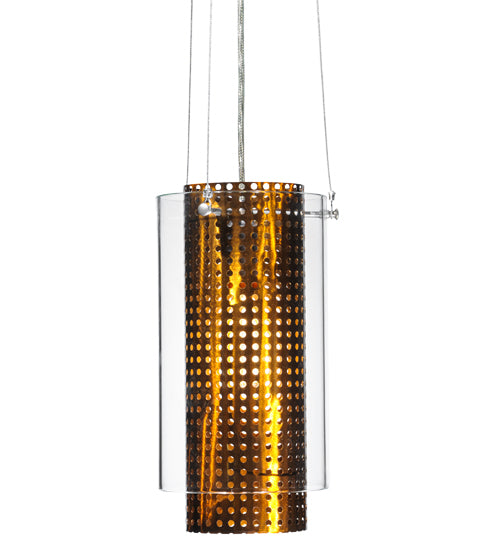 Meyda Lighting Cilindro 8" Copper Mesh Matriz Mini Pendant Light With Clear Shade Glass