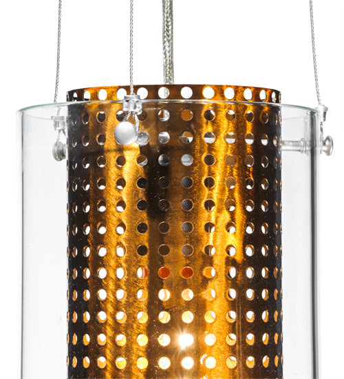 Meyda Lighting Cilindro 8" Copper Mesh Matriz Mini Pendant Light With Clear Shade Glass