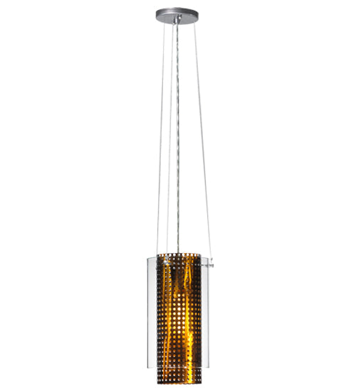 Meyda Lighting Cilindro 8" Copper Mesh Matriz Mini Pendant Light With Clear Shade Glass