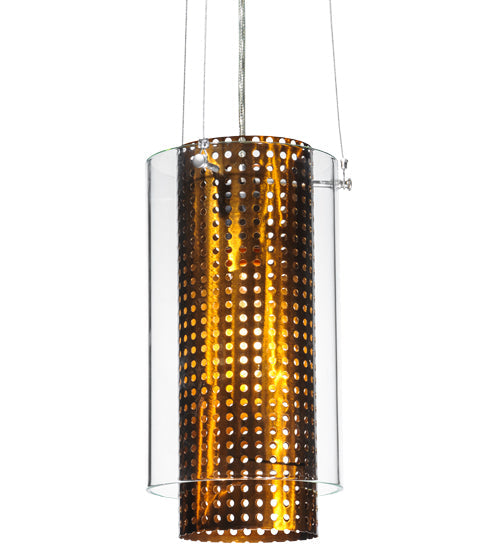Meyda Lighting Cilindro 8" Copper Mesh Matriz Mini Pendant Light With Clear Shade Glass