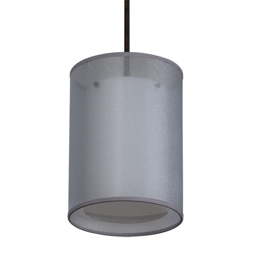 Meyda Lighting Cilindro 8" Gilded Tobacco Pendant Light With Silver Organza Textrene & Statuario Idalight Shade