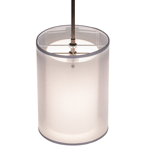 Meyda Lighting Cilindro 8" Gilded Tobacco Pendant Light With Silver Organza Textrene & Statuario Idalight Shade
