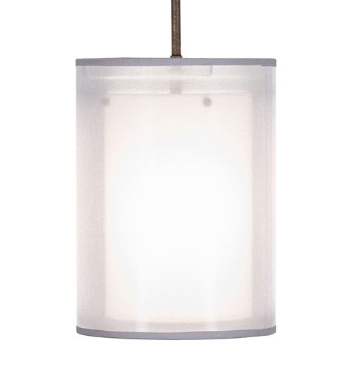 Meyda Lighting Cilindro 8" Gilded Tobacco Pendant Light With Silver Organza Textrene & Statuario Idalight Shade