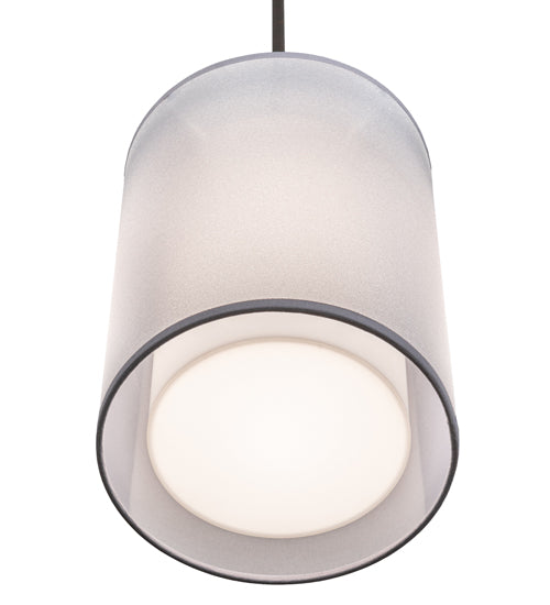 Meyda Lighting Cilindro 8" Gilded Tobacco Pendant Light With Silver Organza Textrene & Statuario Idalight Shade