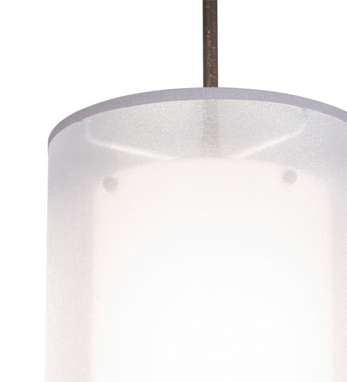 Meyda Lighting Cilindro 8" Gilded Tobacco Pendant Light With Silver Organza Textrene & Statuario Idalight Shade