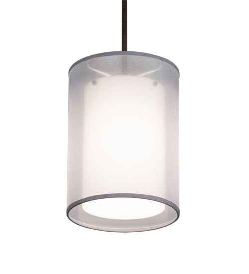 Meyda Lighting Cilindro 8" Gilded Tobacco Pendant Light With Silver Organza Textrene & Statuario Idalight Shade