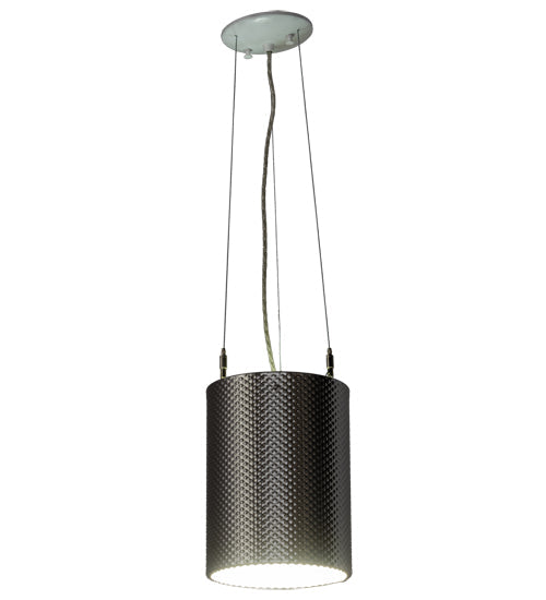 Meyda Lighting Cilindro 8" LED Brushed Stainless Steel Metal-Tex Pendant Light With White Statuario Idalight Shade Glass