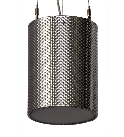 Meyda Lighting Cilindro 8" LED Brushed Stainless Steel Metal-Tex Pendant Light With White Statuario Idalight Shade Glass