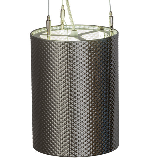Meyda Lighting Cilindro 8" LED Brushed Stainless Steel Metal-Tex Pendant Light With White Statuario Idalight Shade Glass