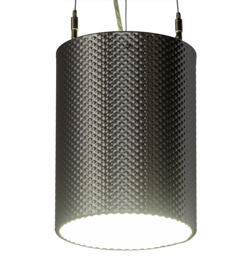 Meyda Lighting Cilindro 8" LED Brushed Stainless Steel Metal-Tex Pendant Light With White Statuario Idalight Shade Glass