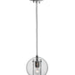Meyda Lighting Cilindro 8" Nickel Bola Mini Pendant Light With Clear Seeded Shade Glass