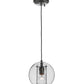 Meyda Lighting Cilindro 8" Nickel Bola Mini Pendant Light With Clear Seeded Shade Glass