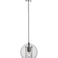Meyda Lighting Cilindro 8" Nickel Bola Mini Pendant Light With Clear Seeded Shade Glass