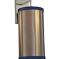 Meyda Lighting Cilindro 8" Nickel Cog Wall Sconce With Brown Fabric Shade