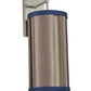 Meyda Lighting Cilindro 8" Nickel Cog Wall Sconce With Brown Fabric Shade