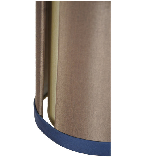 Meyda Lighting Cilindro 8" Nickel Cog Wall Sconce With Brown Fabric Shade