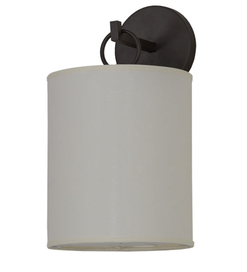 Meyda Lighting Cilindro 8" Oil Rubbed Bronze Campbell Wall Sconce With White Eggshell Textrene Shade