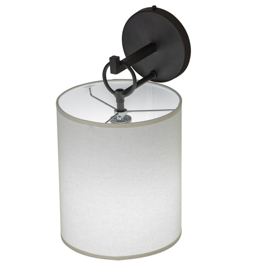Meyda Lighting Cilindro 8" Oil Rubbed Bronze Campbell Wall Sconce With White Eggshell Textrene Shade